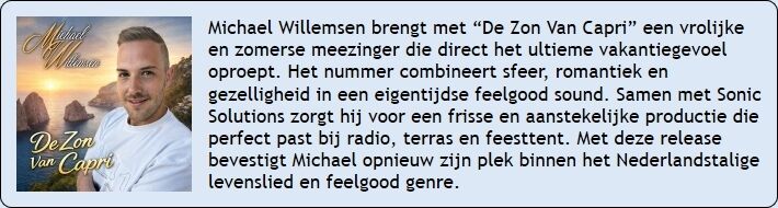 Nieuwste Single van Michael Willemsen - De Zon van Capri