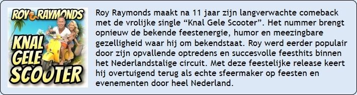 Nieuwste Single van Roy Raymonds - Knal Gele Scooter